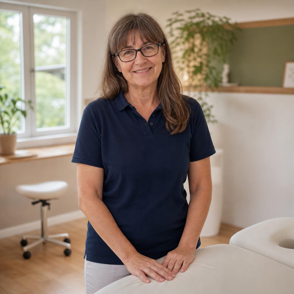 Ruth Linder in ihrer Praxis am Behandlungstisch